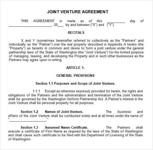 Sample Joint Venture 9 Free Uments In PDF Word Ument Agreement