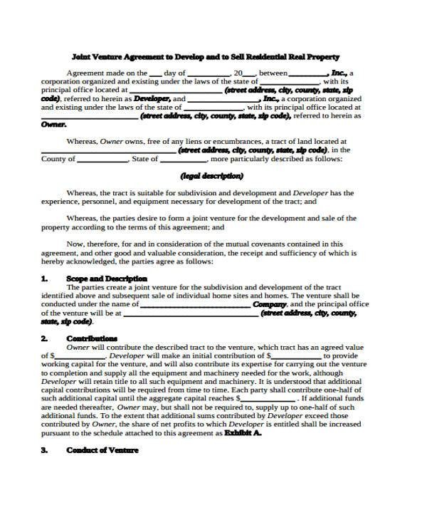Sample Joint Venture Agreement Forms 8 Free Documents In Word PDF Document Template