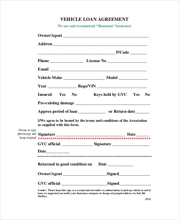 Sample Loan Agreement Form 10 Examples In Word PDF Document Mortgage
