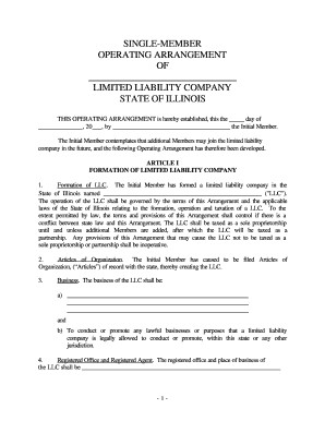 Sample Operating Agreement For Llc Fill Online Printable Document Illinois