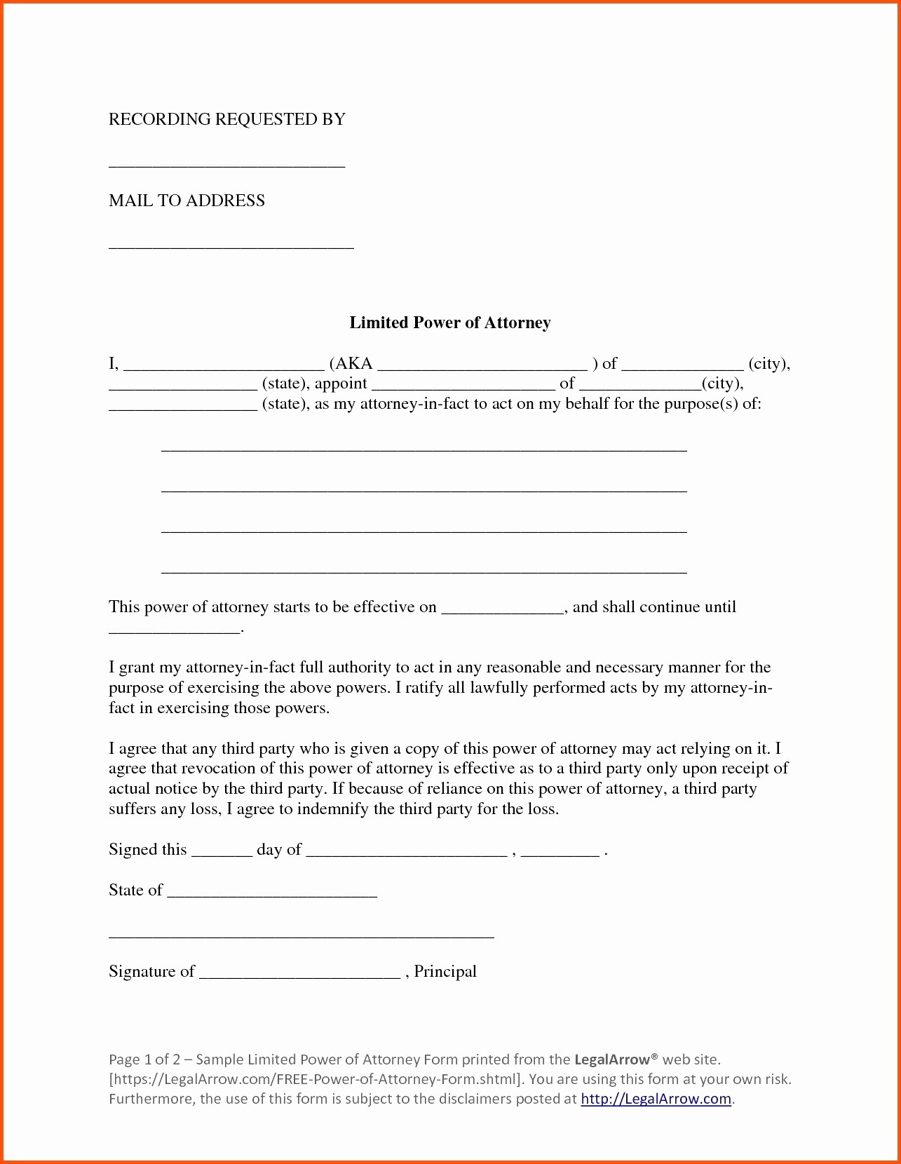 Sample Power Of Attorney Form New Free Medical Document General
