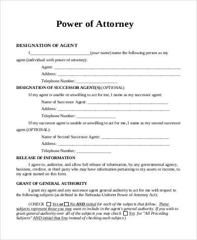 Sample Power Of Attorney Forms 8 Free Documents In PDF Document Business