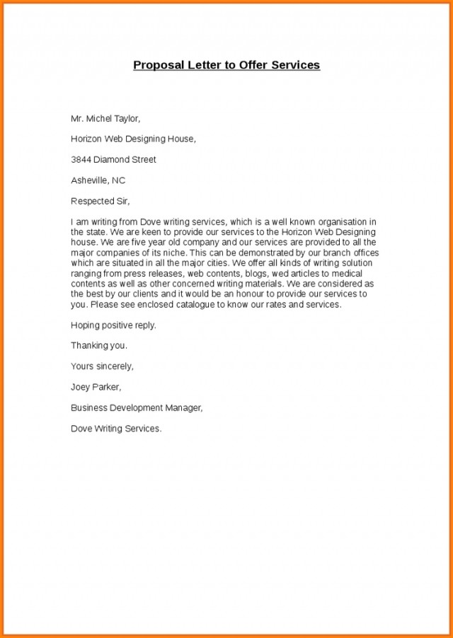 Sample Proposal Letter To Offer Services Bepatient221017 Com