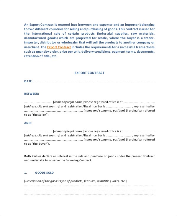 Sample Sales Contract 7 Documents In PDF Word Document Contracts