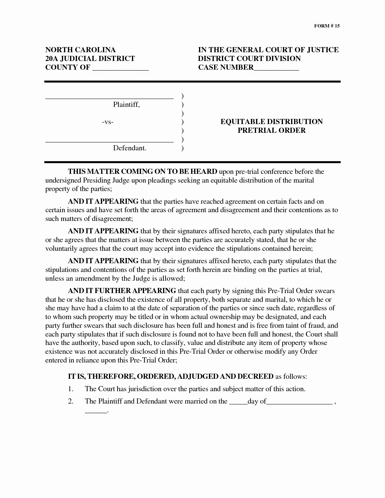 Separation Agreement Template Nc New Document