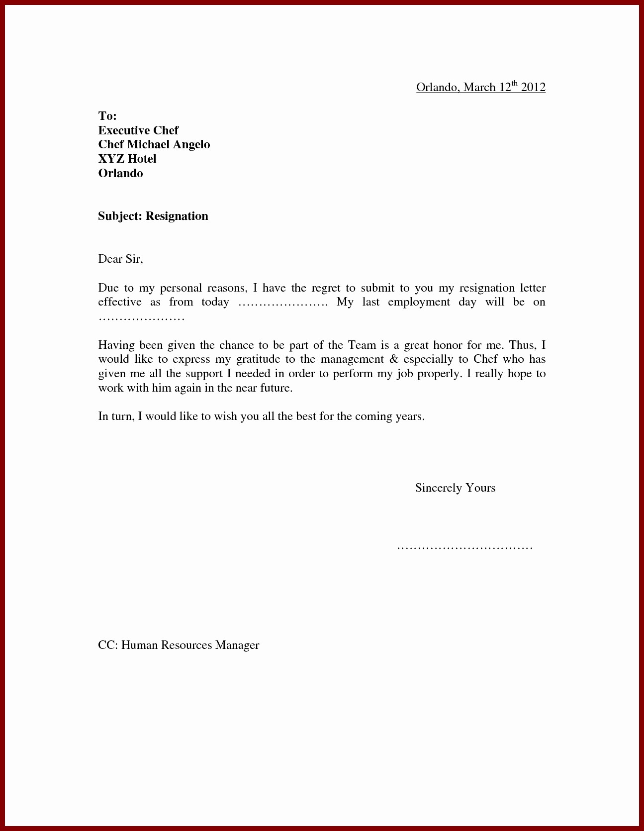 Separation Letter Example New Marriage Document