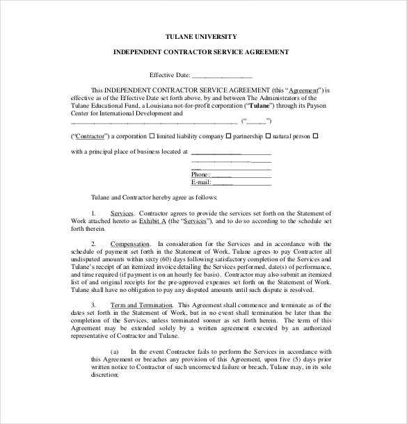 Service Agreement Template 10 Free Word PDF Document Download Contract