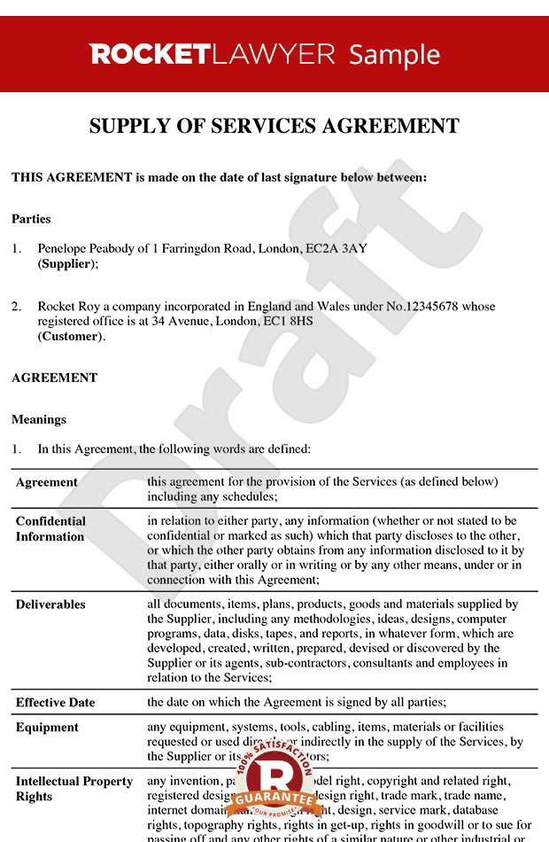 Service Contract Agreement Template Document Legal
