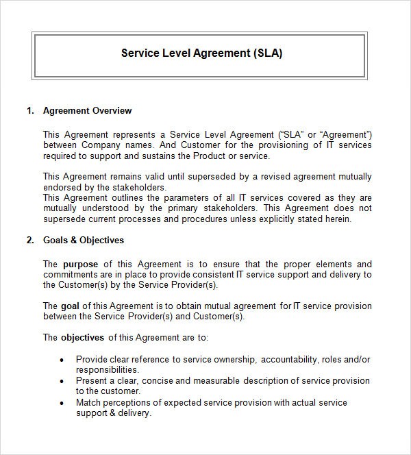 Service Level Agreement 14 Download Free Documents In PDF Word Document Sla Template