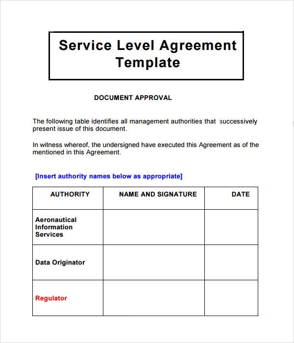 Service Level Agreement Template For Production Support Operational Ument