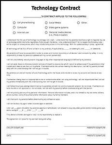 Setting Boundaries On Technology And Screen Time Free Document Parent Child Contract