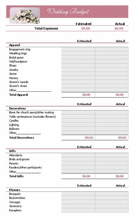 Simple Budget Template Printable Wedding Planner And Document