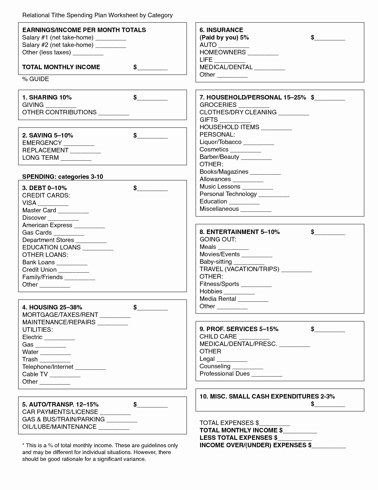 Simple Budget Worksheet Free Printable For Document Real