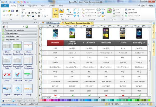 Simple Comparison Chart Maker Make Great Looking Document Product Template Excel