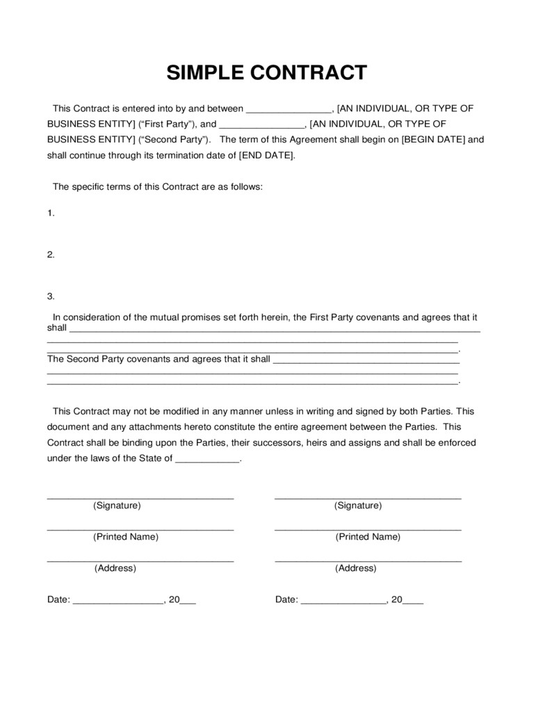 Simple Contract Template 6 Free Templates In PDF Word Excel Download Document Barter Agreement