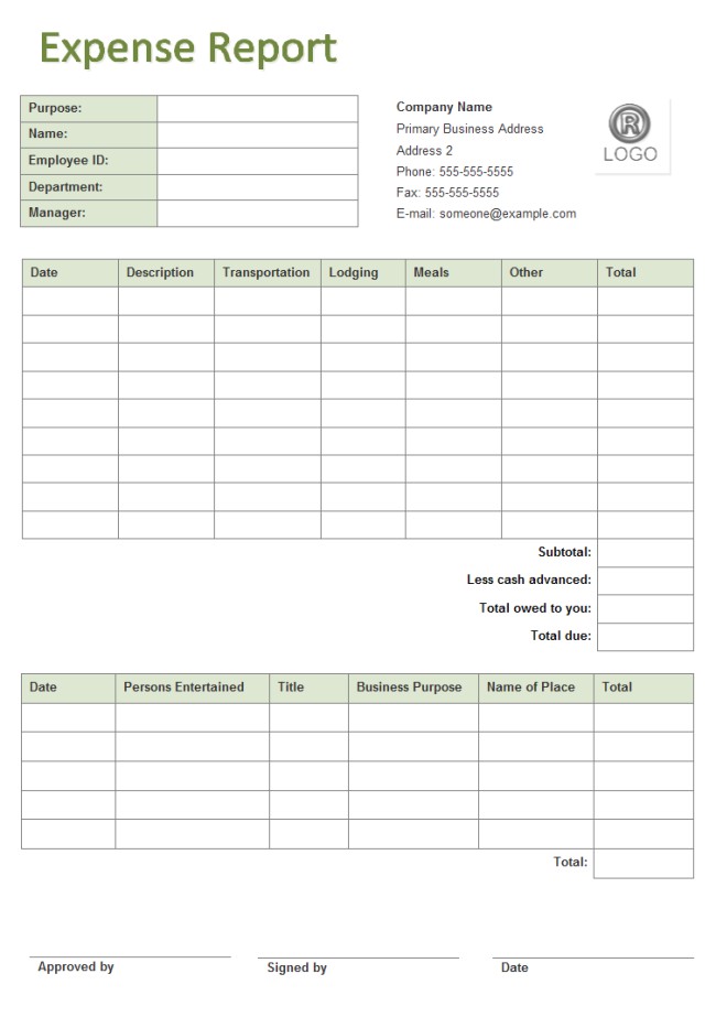 Simple Expense Report Template Small Business Non Profit Corporate Document Free For