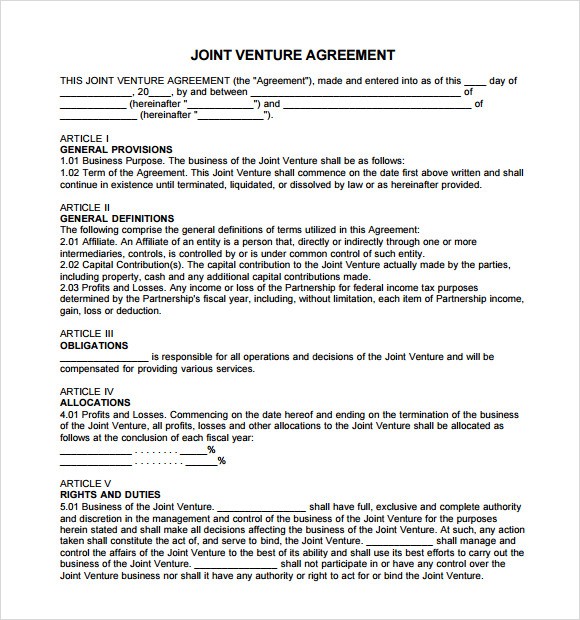 Simple Joint Venture Agreement Template Awesome Document