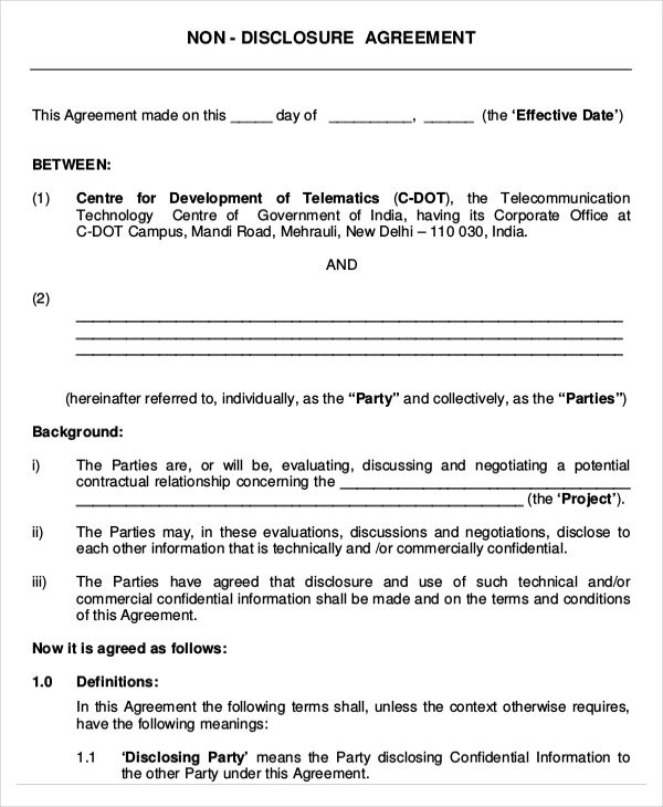 Simple Non Disclosure Agreement Form 13 Free Word PDF Documents Document Generic Nda