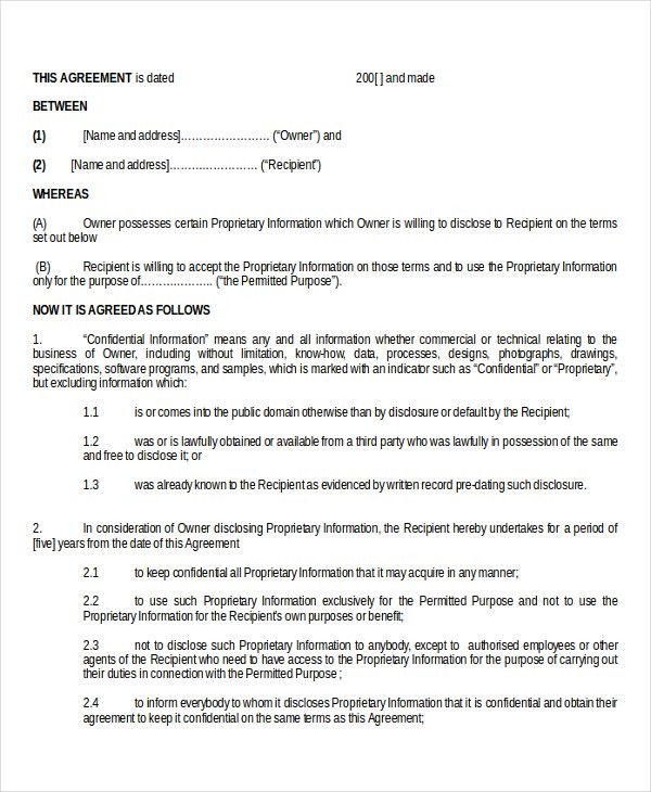 Simple Non Disclosure Agreement Form 13 Free Word PDF Documents Document Template