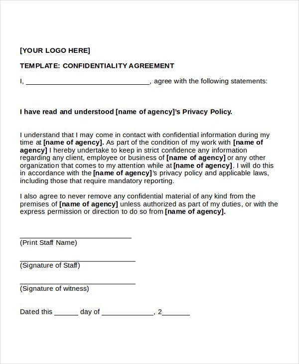 Simple Non Disclosure Agreement Form 13 Free Word PDF Documents Document Template