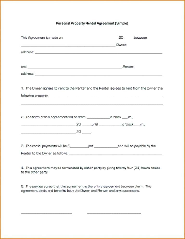Simple One Page Lease Agreement Template Rental