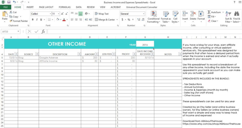 Simple Spreadsheets To Keep Track Of Business Income And Expenses Document Spreadsheet For