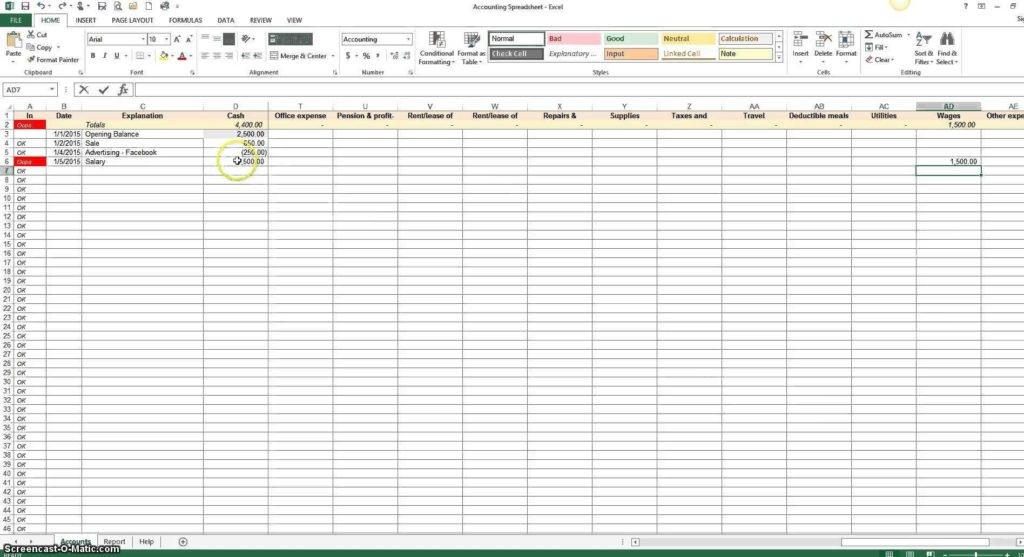 Small Business Accounting Spreadsheet Template And