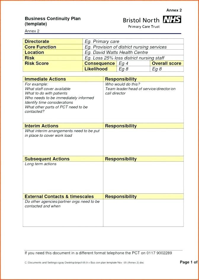 Small Business Continuity Plan Template Easy Writing Document Contingency Example