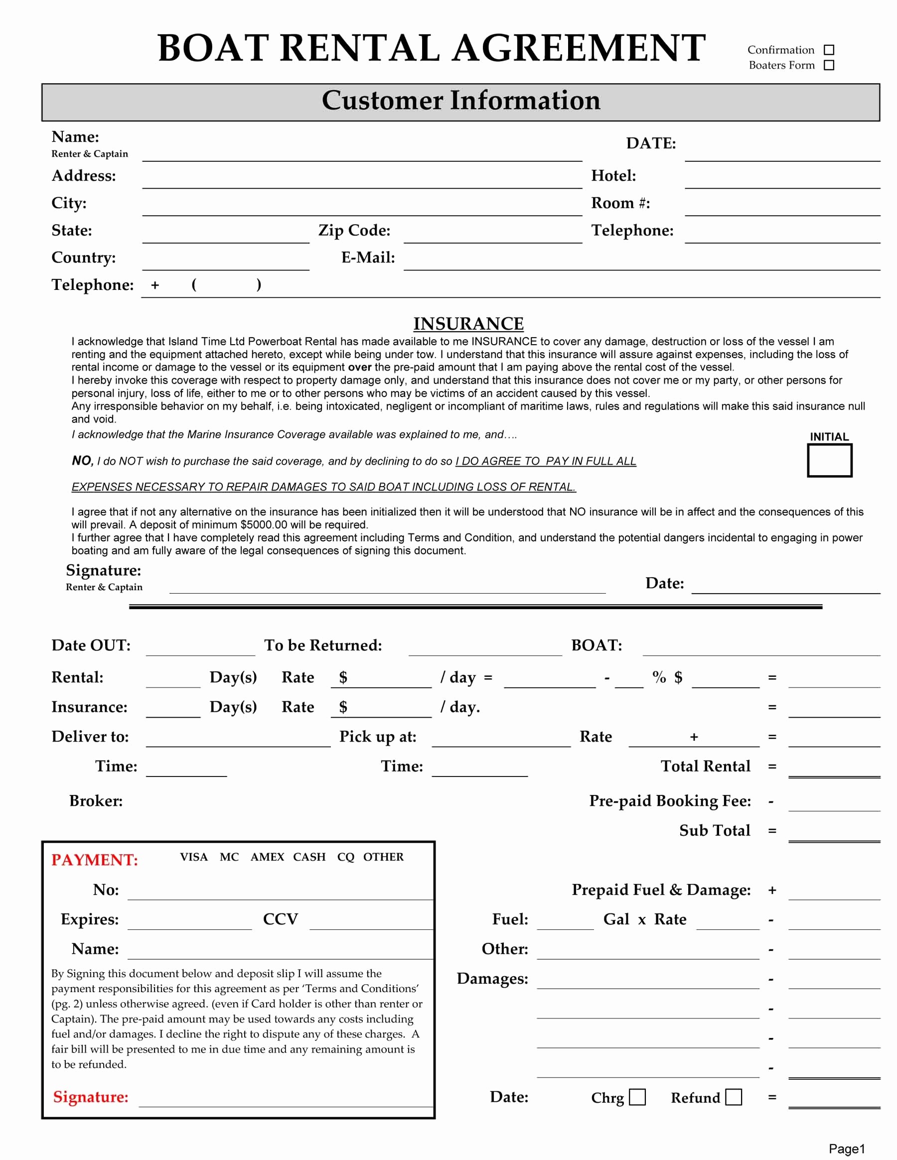 Software Agreement Contract Unique Boat Rental Template