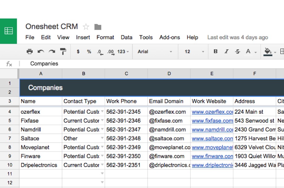 Spreadsheet CRM Document Google Crm Template
