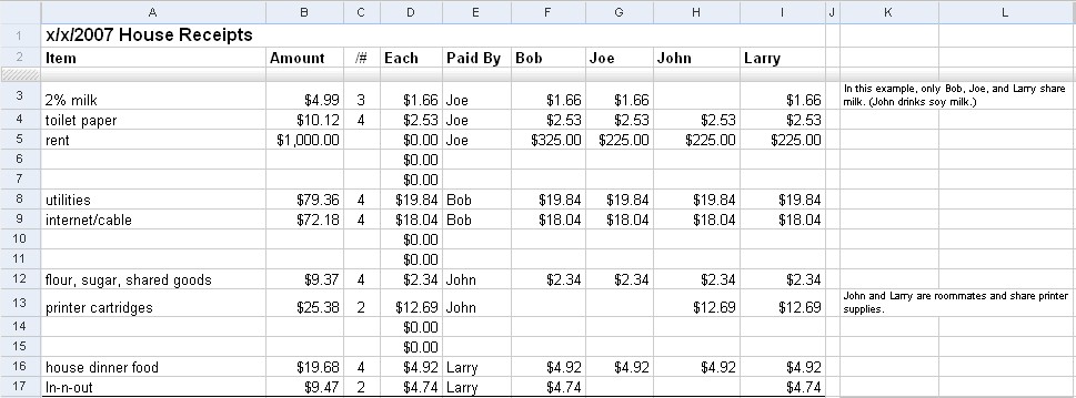 Spreadsheet For Tracking Roommate Expenses Corrie Haffly Document Excel