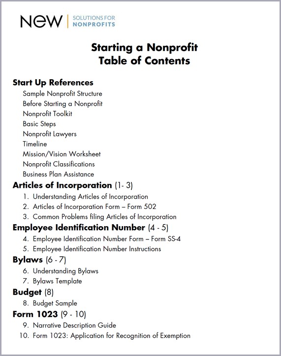 Starting A Nonprofit Downloadable How To Book Document Sample Startup Budget