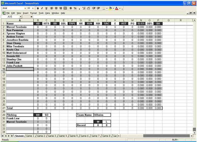 Statistics Excel Spreadsheet On Free Numbers Document For Baseball Stats