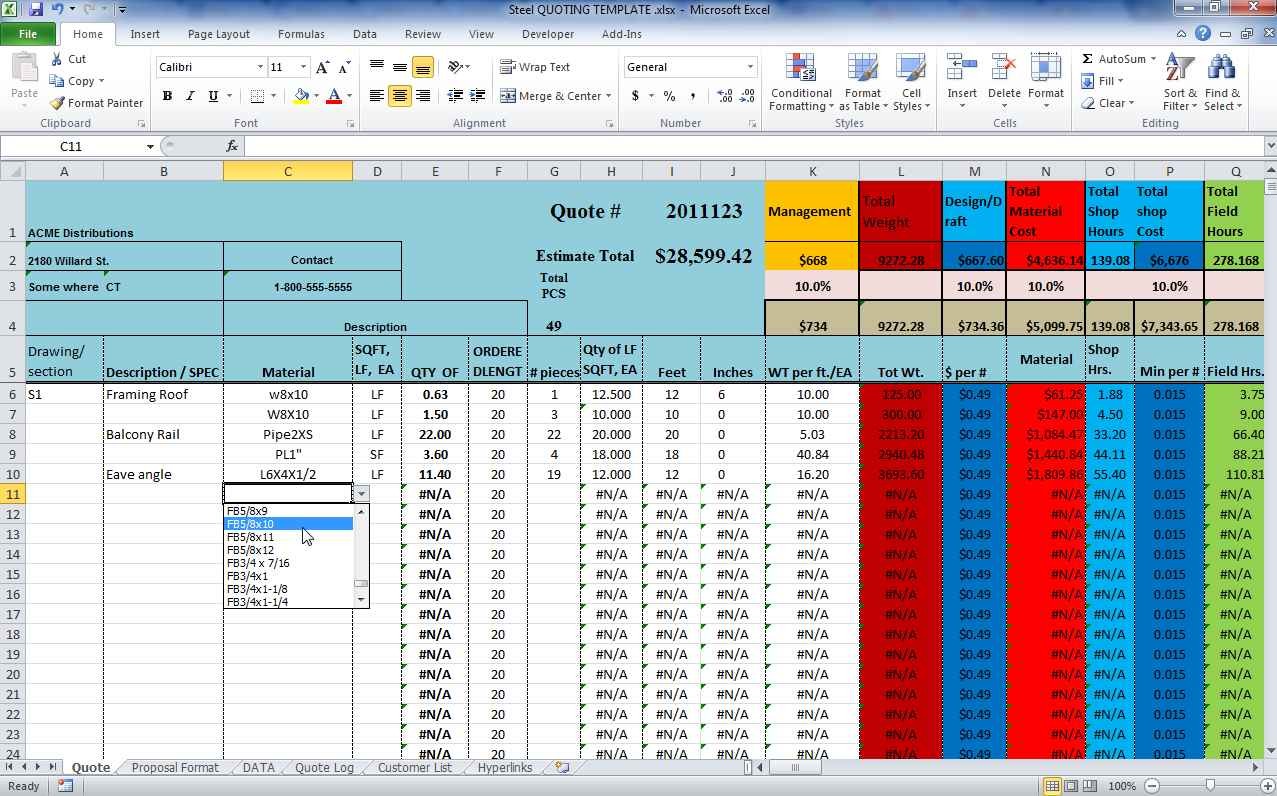 Structural Steel Estimating Software Free Download And Document Template
