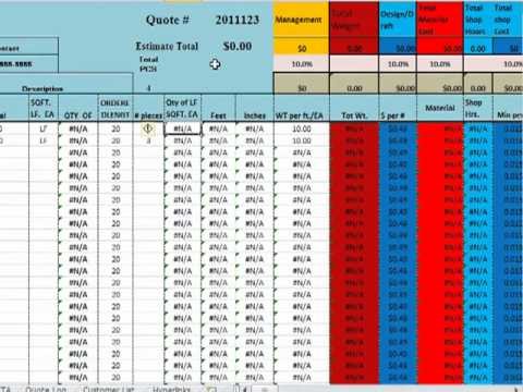 Structural Steel Estimating Template YouTube Document Fabrication Excel
