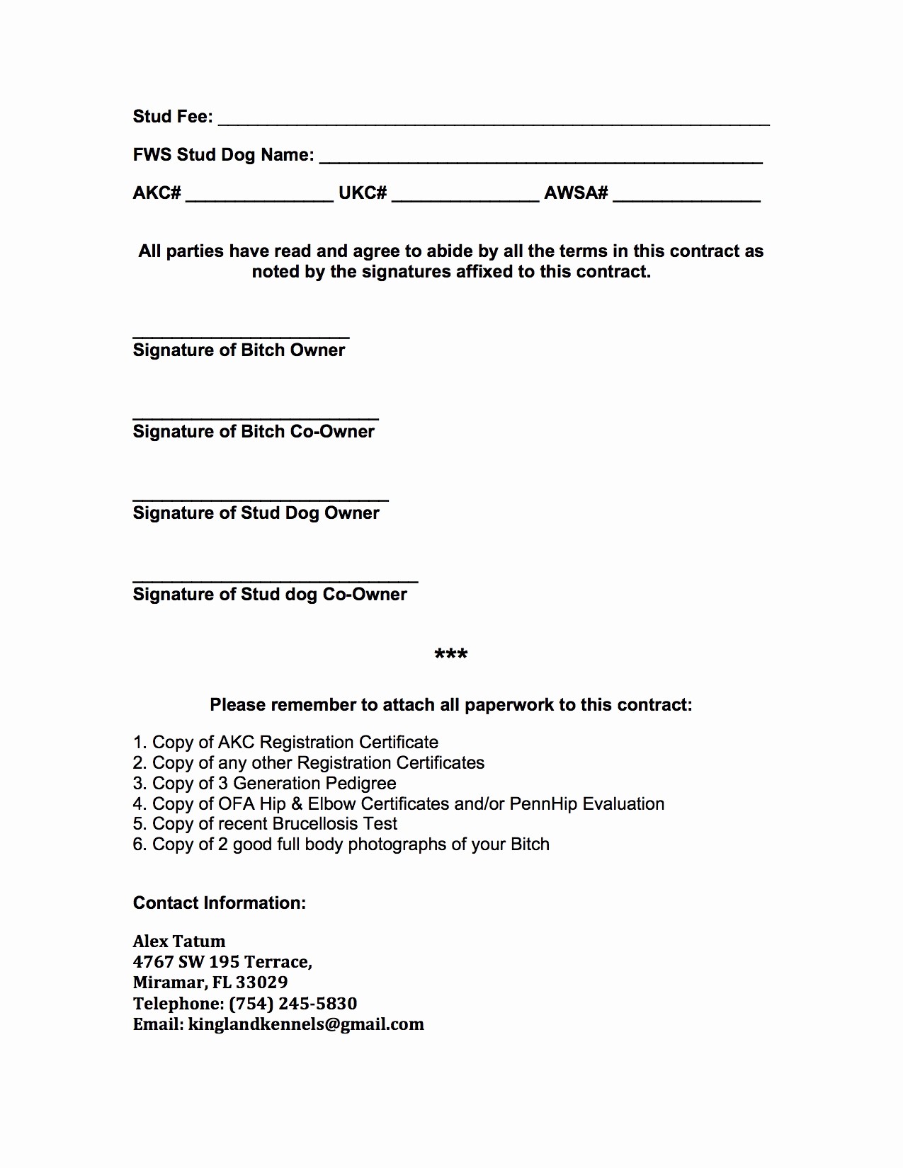 Stud Service Contract Template Beautiful Famous Guarantor Form Document