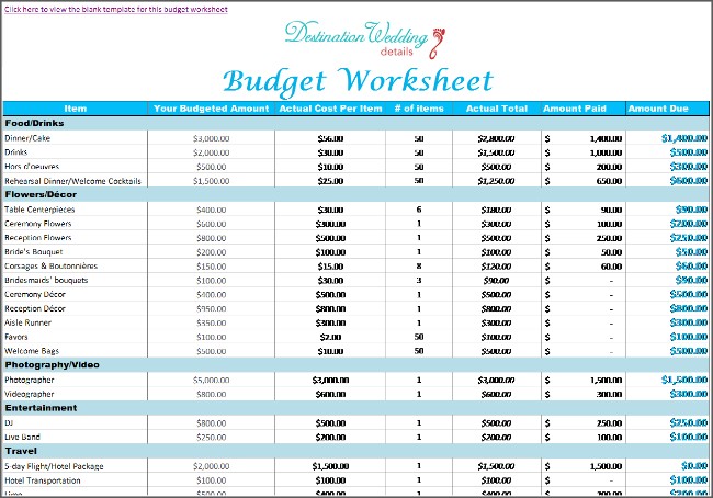 Super Simple Destination Wedding Planning S Document Budget Excel