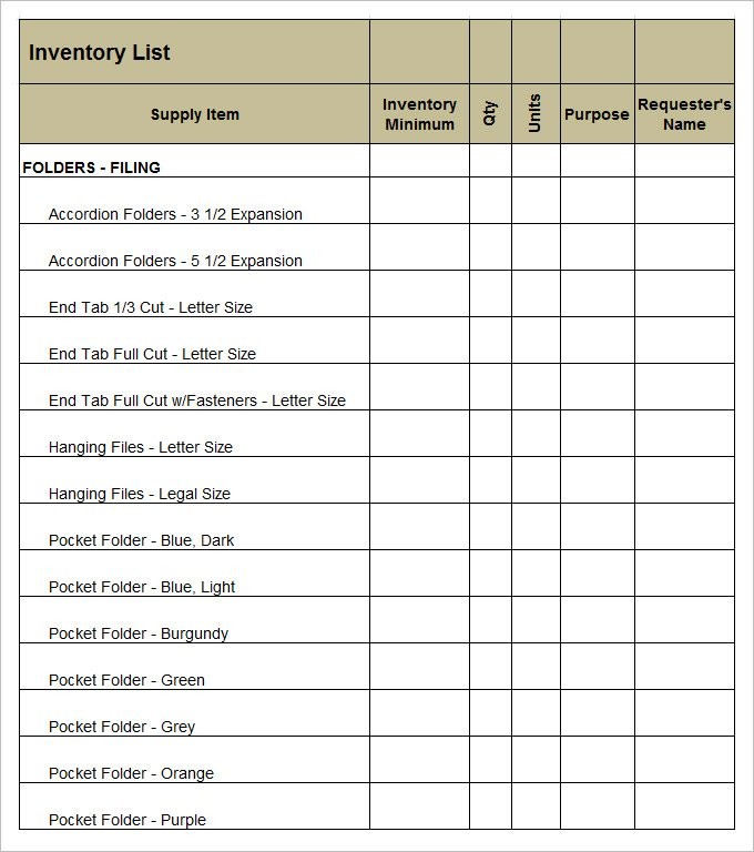 Supply Inventory Template 19 Free Word Excel PDF Documents Document Office Supplies