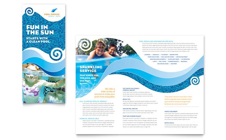 Swimming Pool Cleaning Service Brochure Template Word Publisher Document Templates