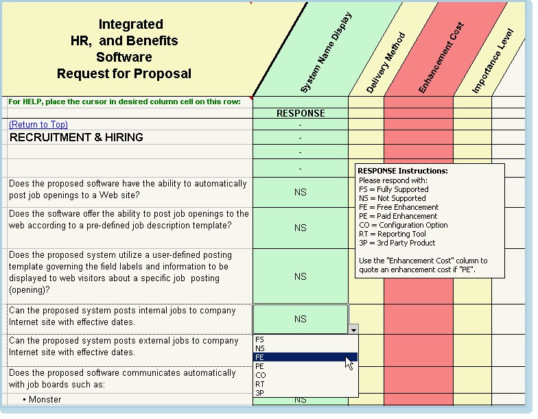 System Comparison Software Evaluation RFP Templates Document Proposal Template