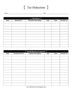 Tax Deductions Template Document Deduction