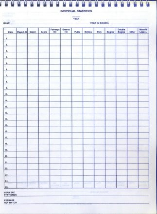 Team Golf Gear Easy Score Book Coaches Scoring Document Stat