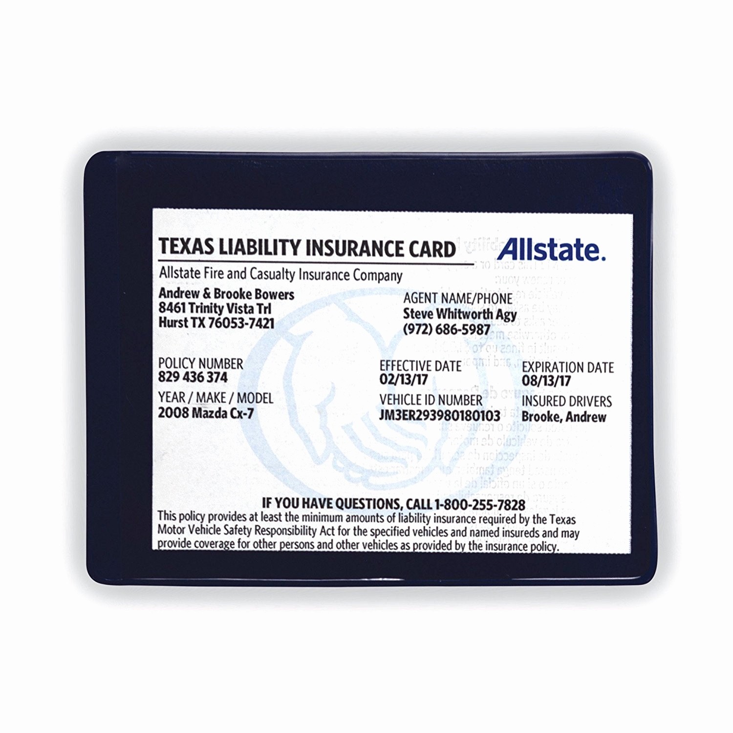Texas Liability Insurance Card Luxury Document