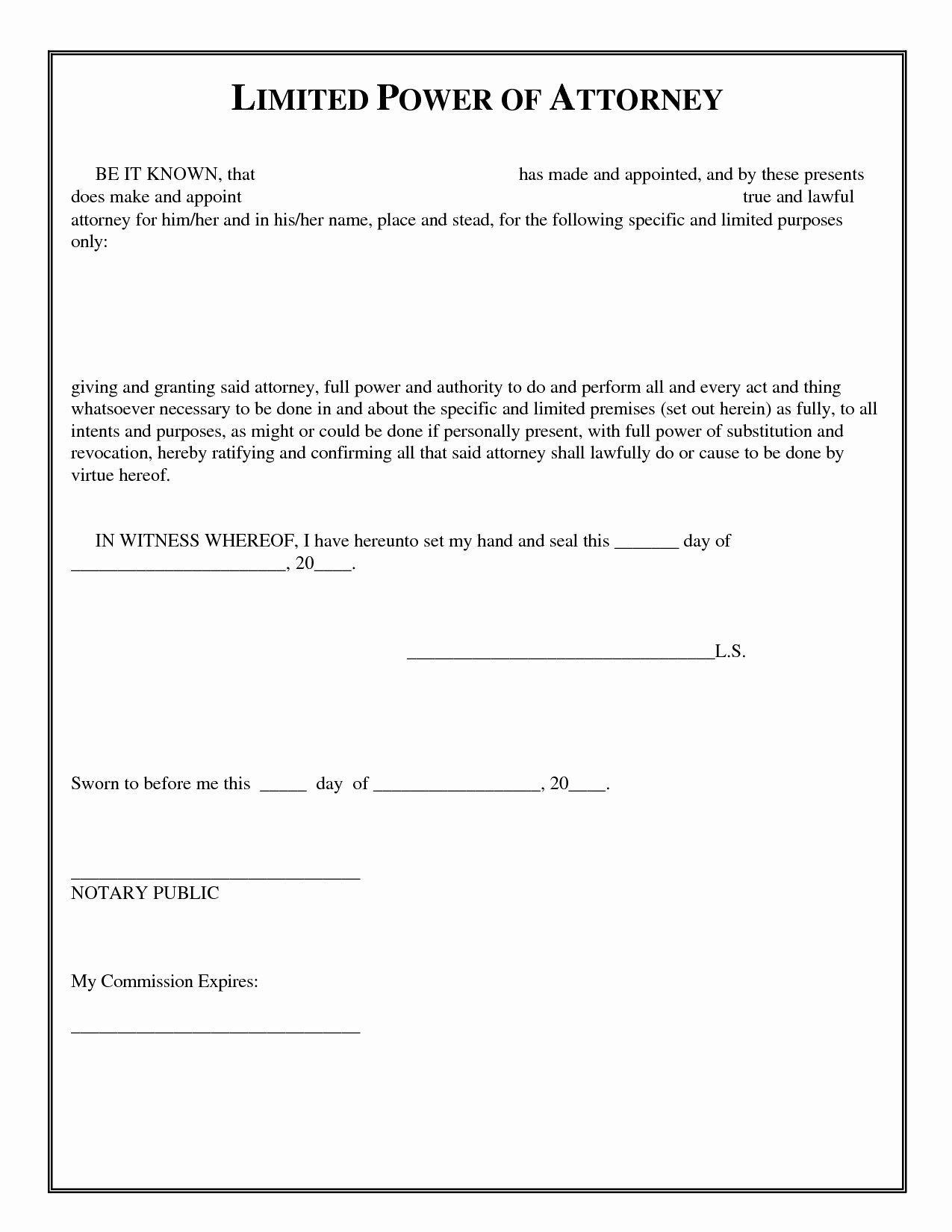 Texas Limited Power Of Attorney Form Inspirational
