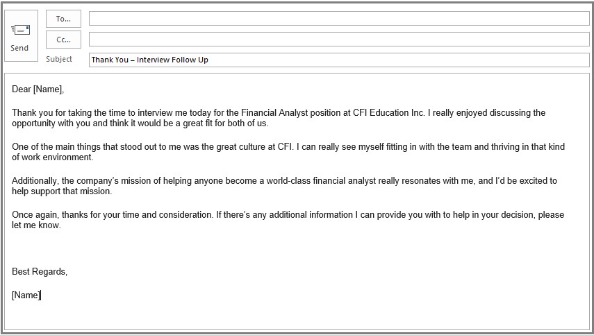 Thank You After Interview Email Example Template What To Say Document Subject Of