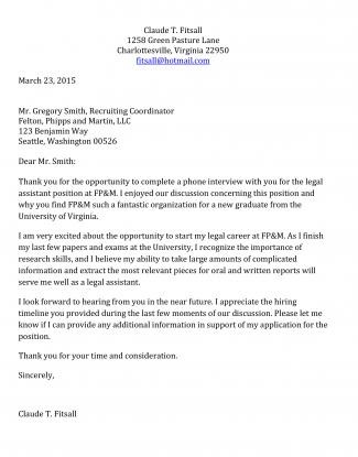 Thank You Letters UVA Career Center Document Sample Letter