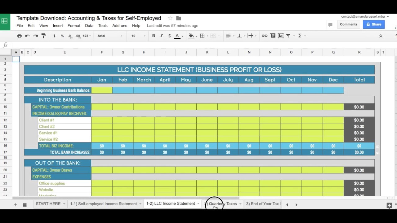 The BUSINESS SPREADSHEET TEMPLATE For Self Employed Accounting Document Tax Spreadsheet Template