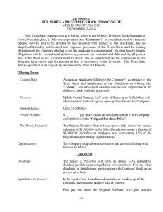 The Holy Grail Of Entrepreneurship Term Sheet Part 1 Document Contract