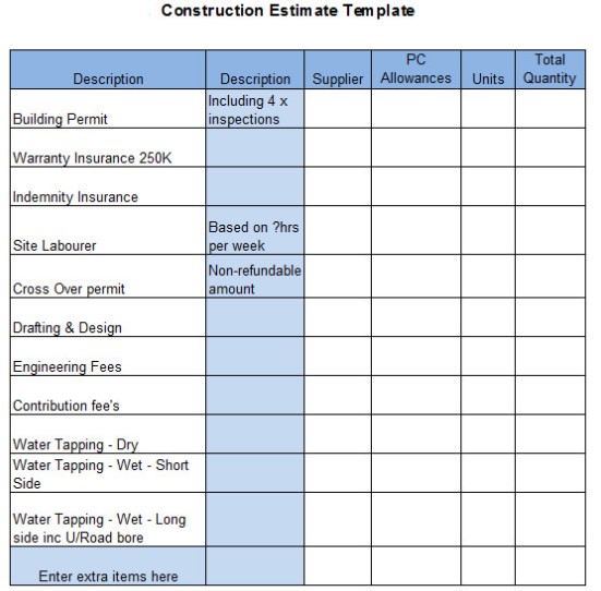 The Top 6 Free Construction Estimate Templates Capterra Blog Document Estimating Spreadsheet Template