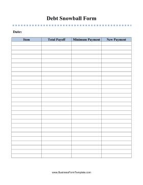 This Debt Snowball Form Is For Setting Up A Payment Document Dave Ramsey